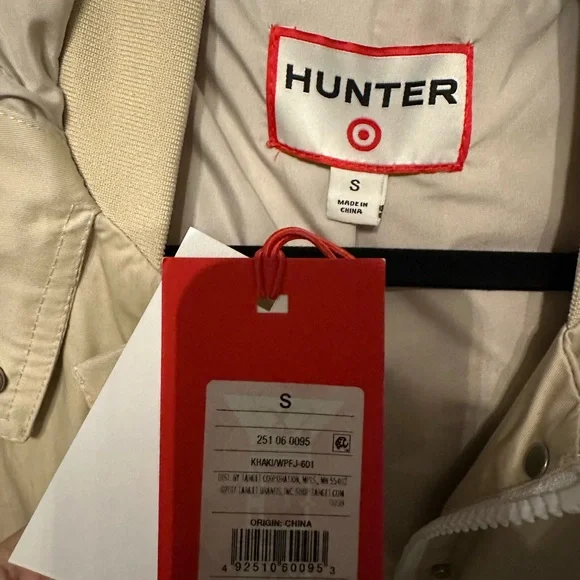 NWT RARE Hunter for Target Raincoat Trench Coat - khaki with orange trim - small - Picture 6 of 7